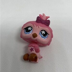 Littlest Pet Shop LPS Authentic Hasbro #496 Pink Barn Owl with Blue Eyes